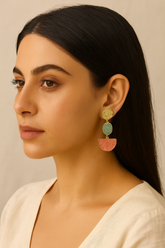 PASTEL TRIPPLE DROP EARRINGS – GOLD, MINT & PEACH