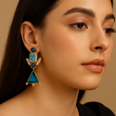 GEOMETRIC BLUE DANGLE EARRINGS