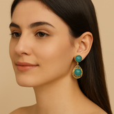 ELEGANT TEAL STONE DROP EARRINGS