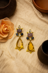 OPULANT CITRINE & GEMSTONE DROP EARRINGS