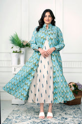 AQUA BLUE IKAT HANDLOOM JACKET DRESS