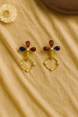 FLORAL PEARL & GEMSTONE DROP EARRINGS