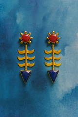 BOLD GEOMETRIC ARROW EARRINGS – RED, BLUE & GOLD