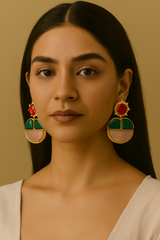 SUNBURST MOSAIC STUD EARRINGS – RED , GREEN , BLUE & BLUSH