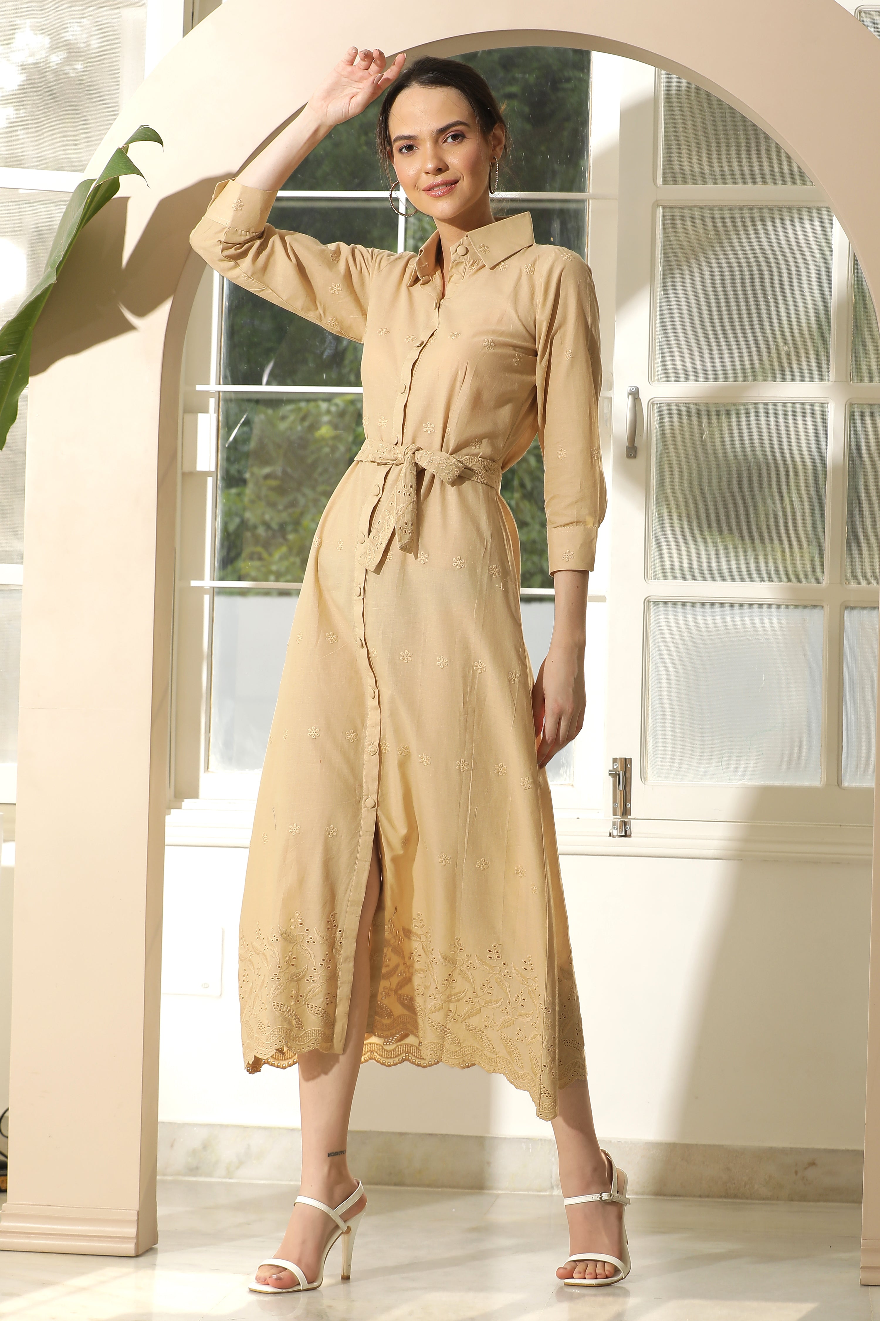 BROWN HAKOBA SHIRT DRESS