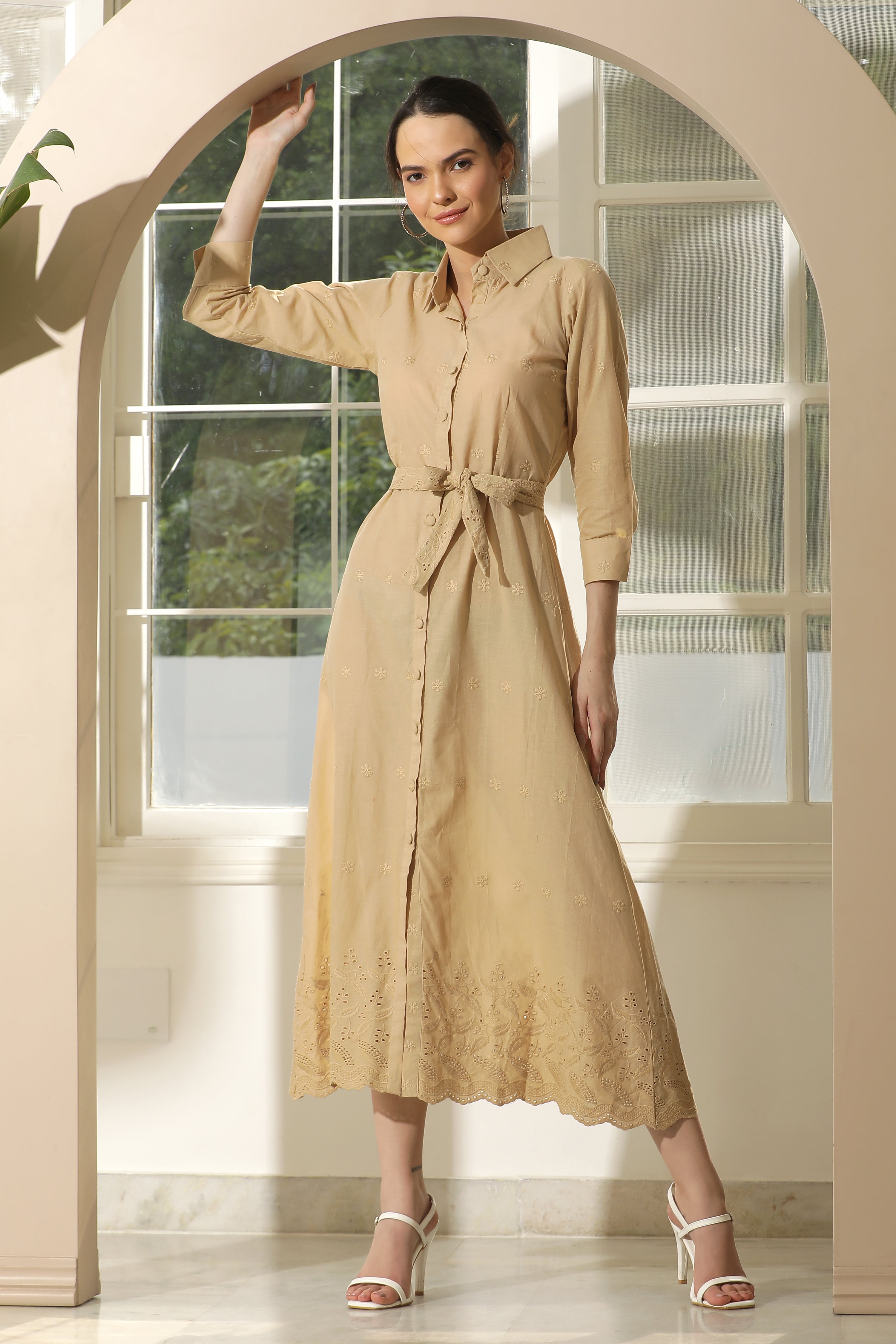 BROWN HAKOBA SHIRT DRESS