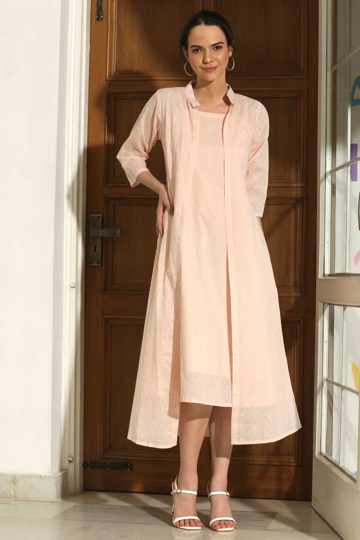 PEACH JACKET DRESS WITH INNER