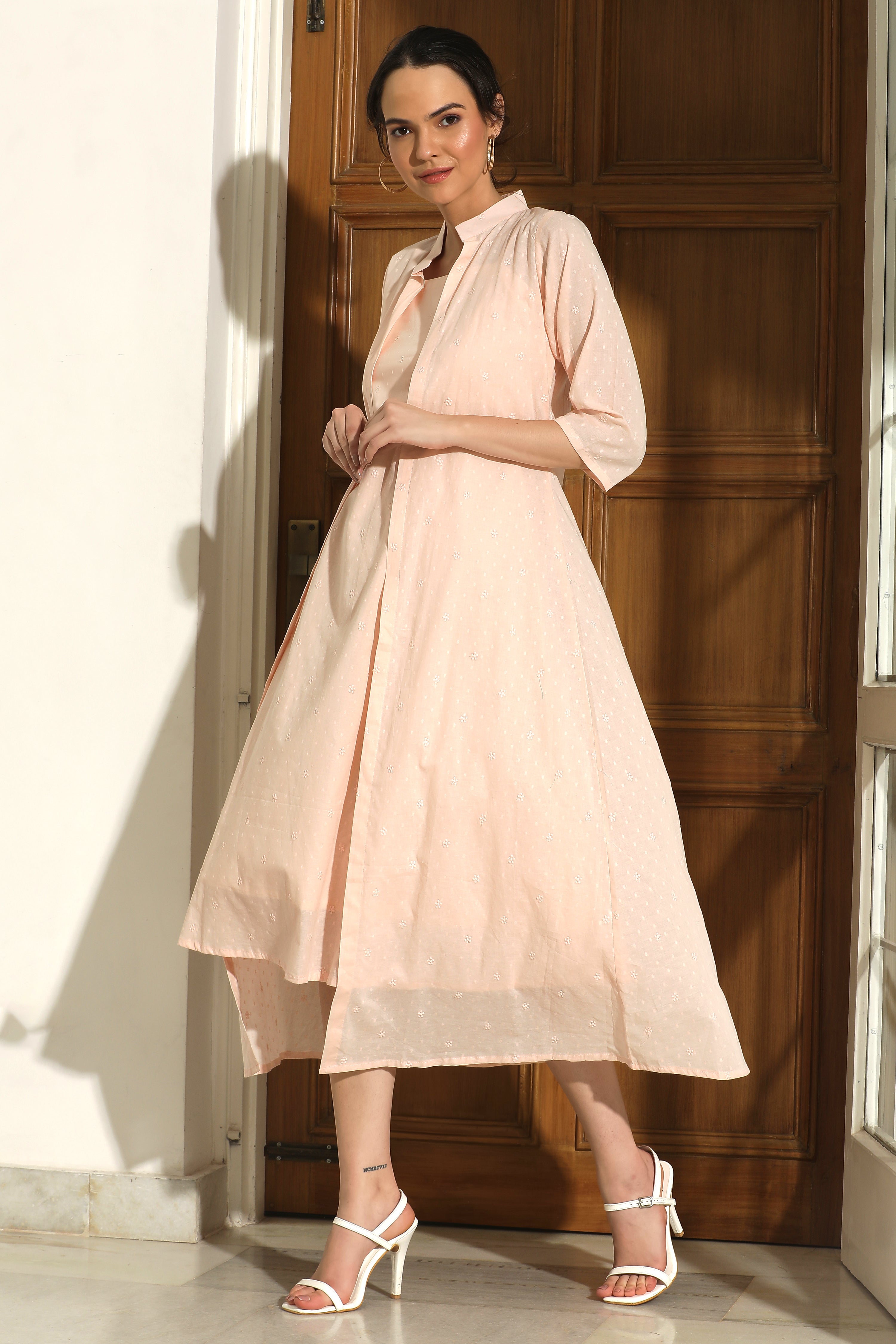 PEACH JACKET DRESS WITH INNER