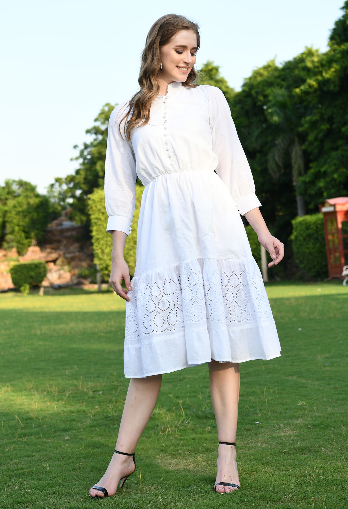 WHITE HAKOBA ELASTIC BAND DRESS