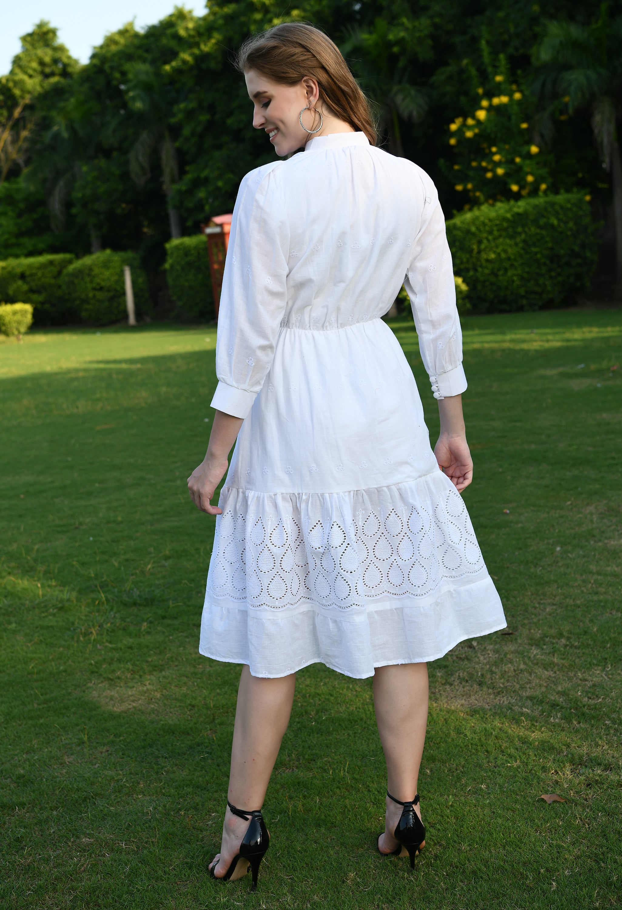 WHITE HAKOBA ELASTIC BAND DRESS