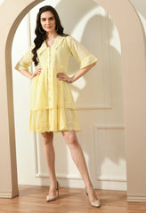 YELLOW HAKOBA BIG COLLAR DRESS