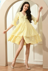 YELLOW HAKOBA BIG COLLAR DRESS