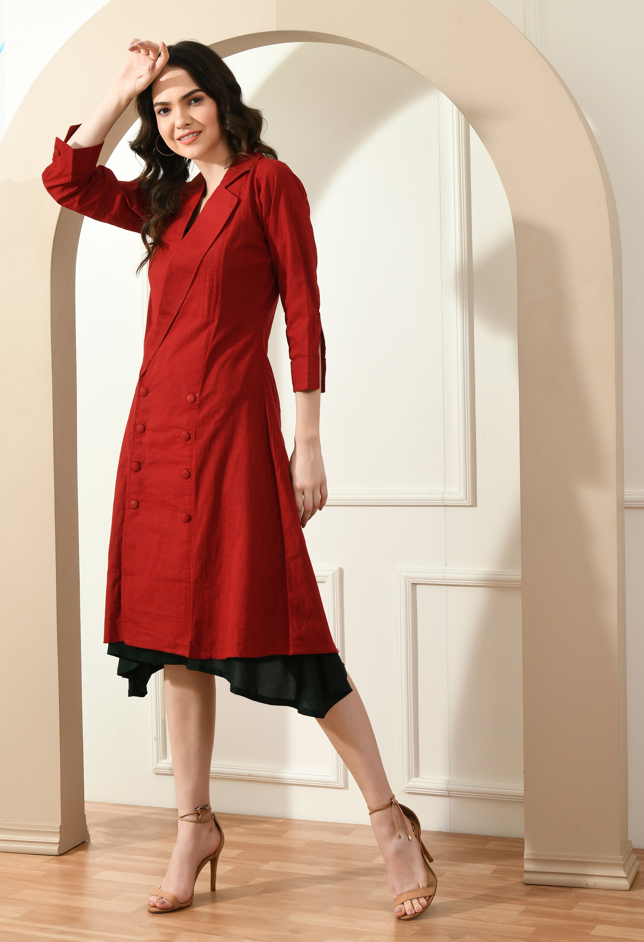 RED JACKET DRESS WITH INNER