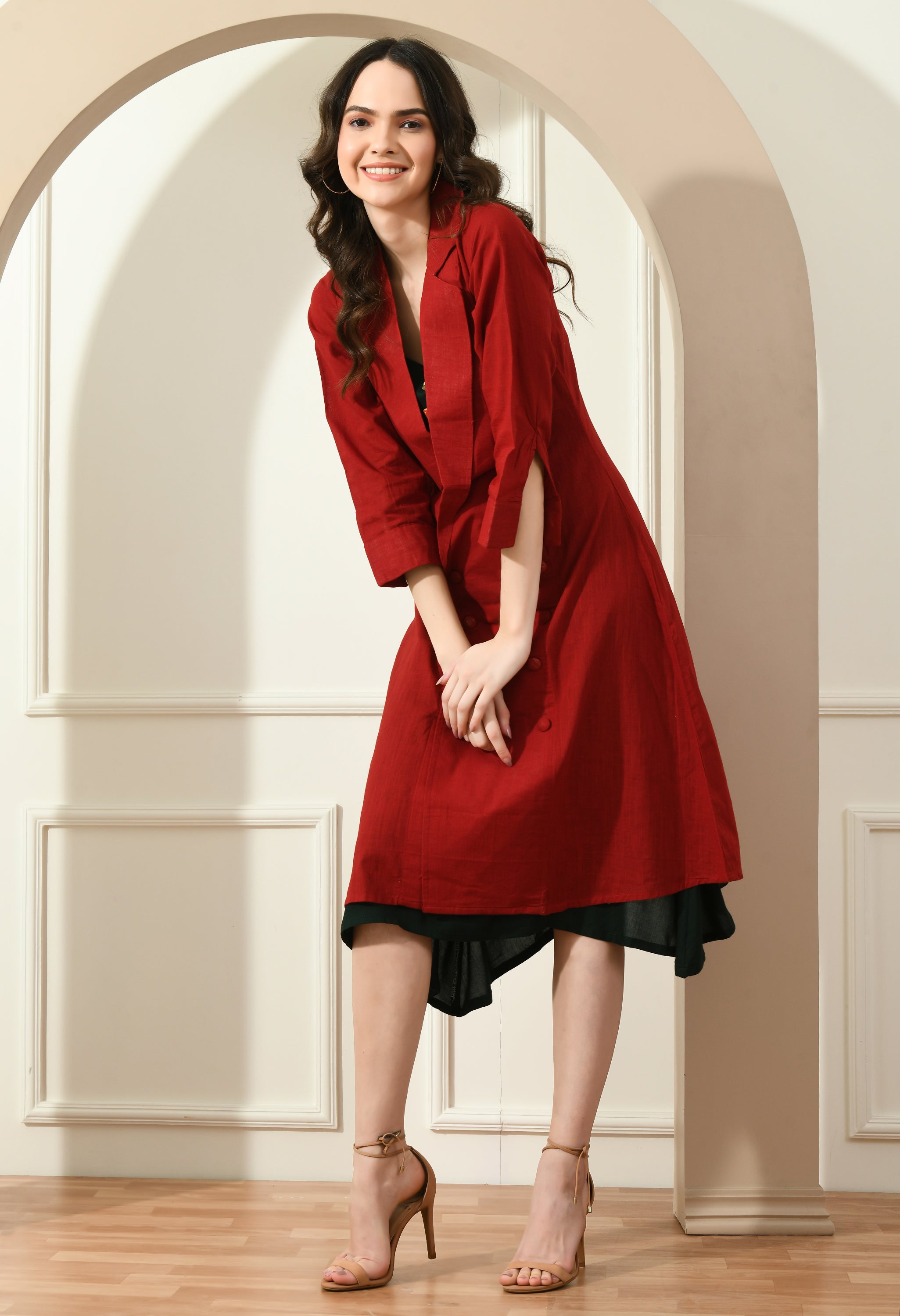 RED JACKET DRESS WITH INNER