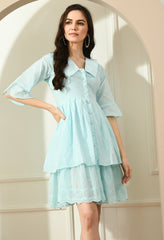 BLUE HAKOBA BIG COLLAR DRESS