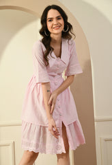 PINK HAKOBA BIG COLLAR DRESS