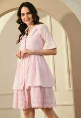 PINK HAKOBA BIG COLLAR DRESS