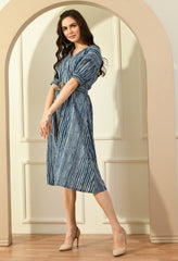 STRIPE PUFF SLEEVES DRESS