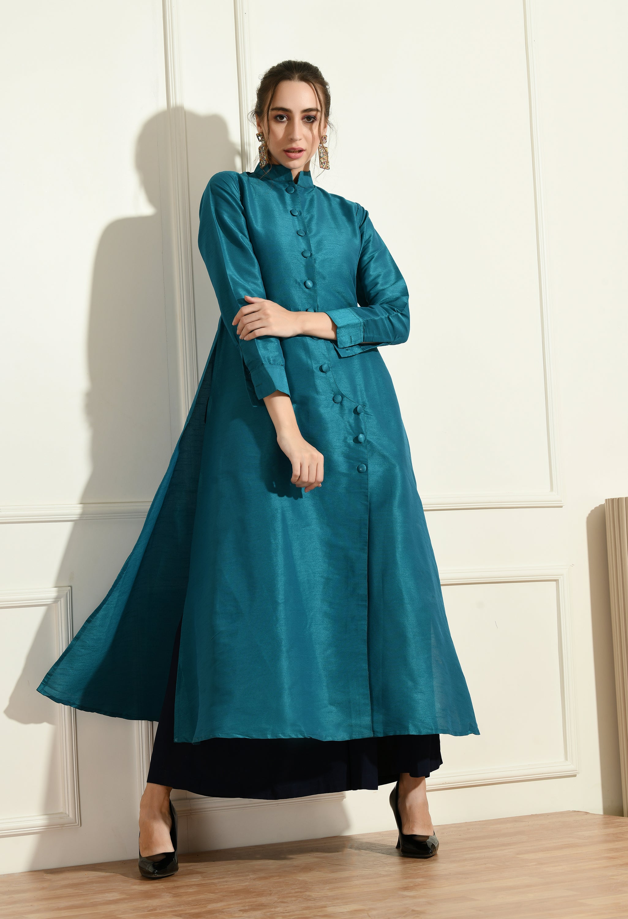 TURQUOISE JACKET WITH COAT STYLE SET