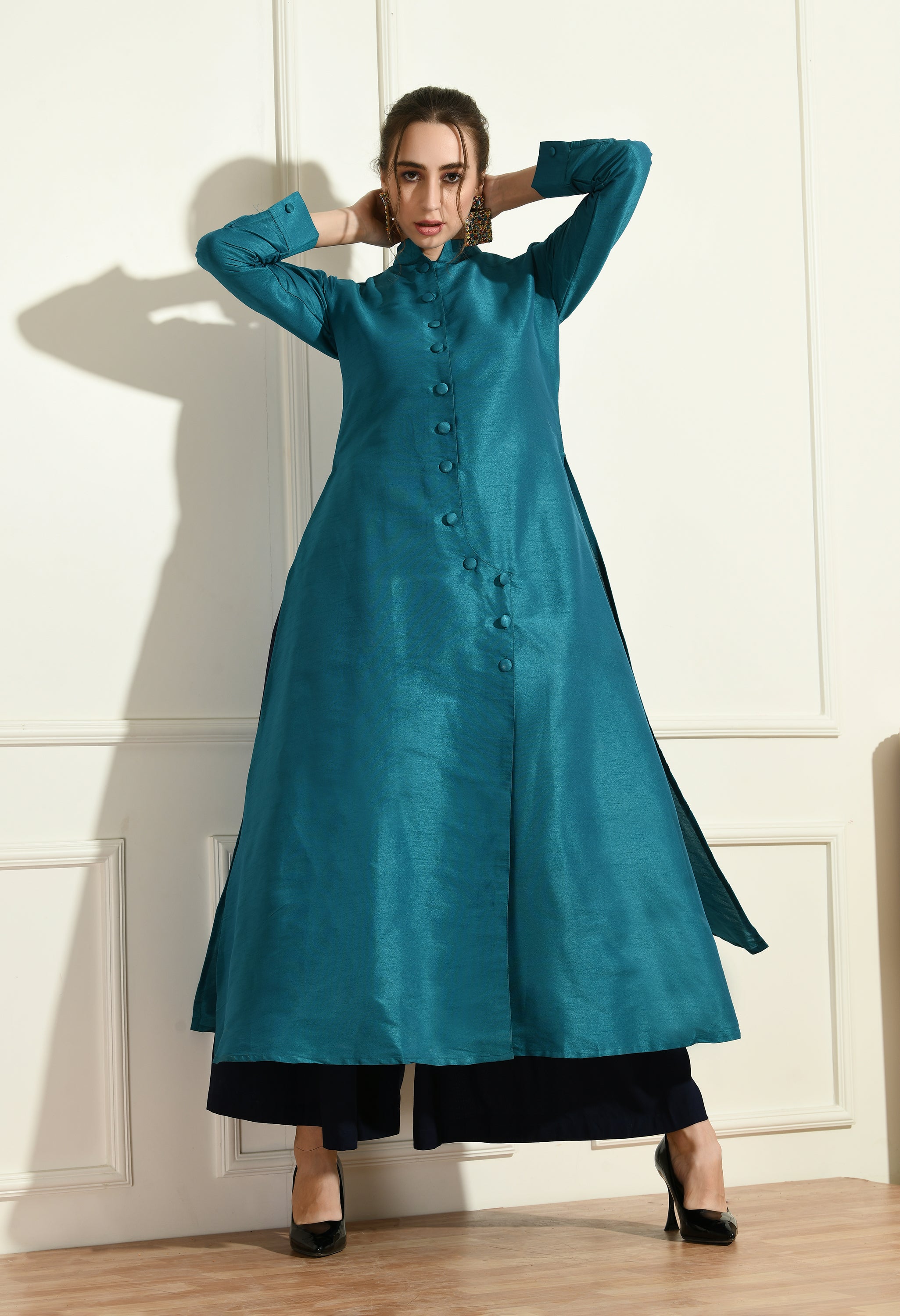 TURQUOISE JACKET WITH COAT STYLE SET