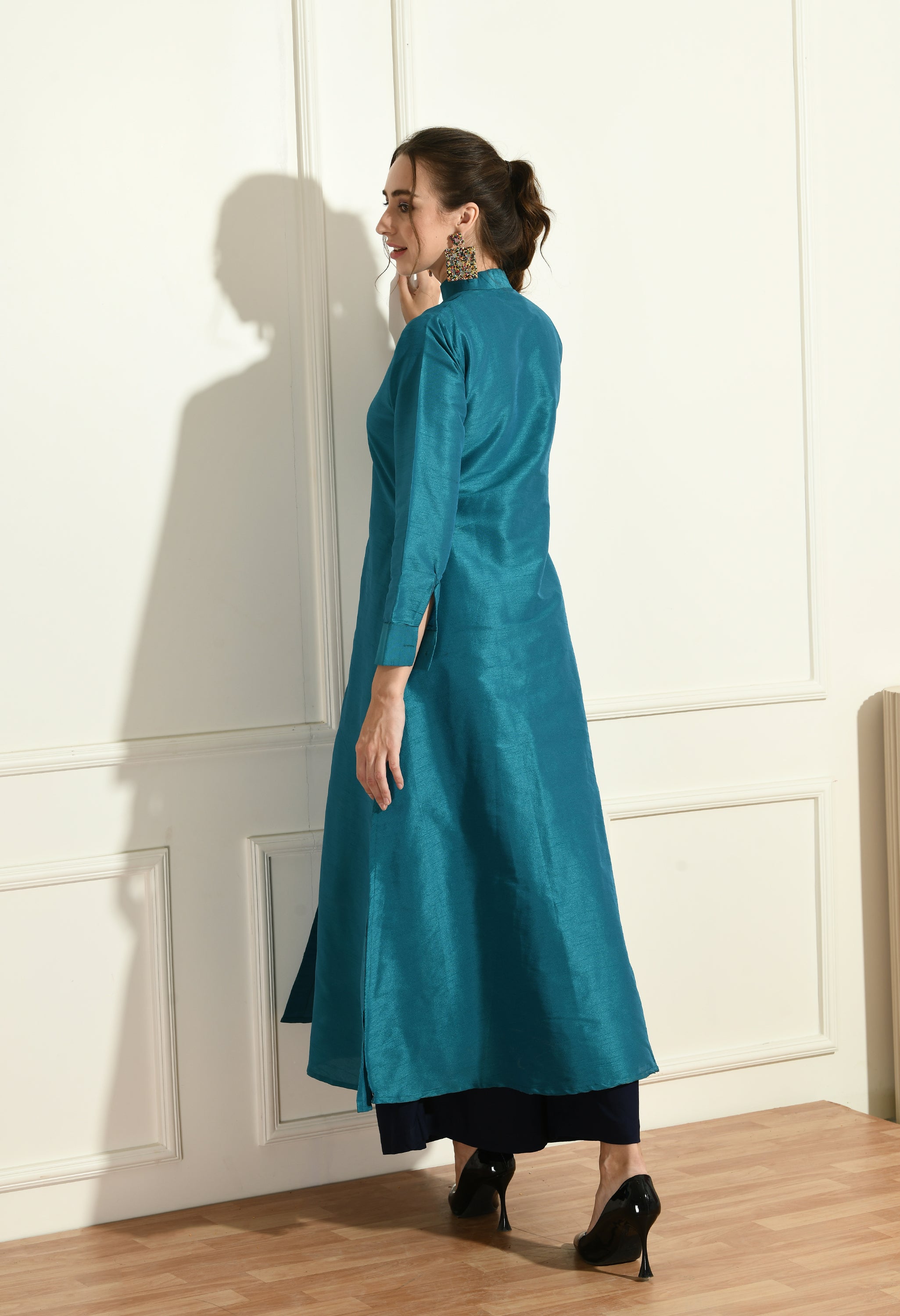 TURQUOISE JACKET WITH COAT STYLE SET