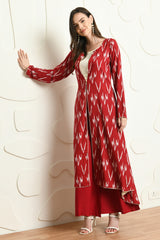 RED IKHAT PALLAZO SET