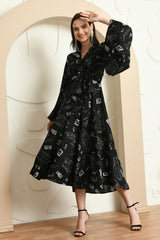 ALPHABET UMBRELLA SLEEVES DRESS