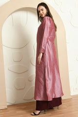 WINE JACKET WITH COAT STYLE TOP AND PALAZZO