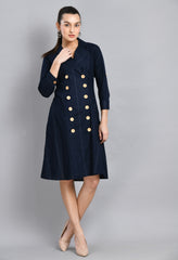 LINEN WOOD BUTTON JACKET DRESS