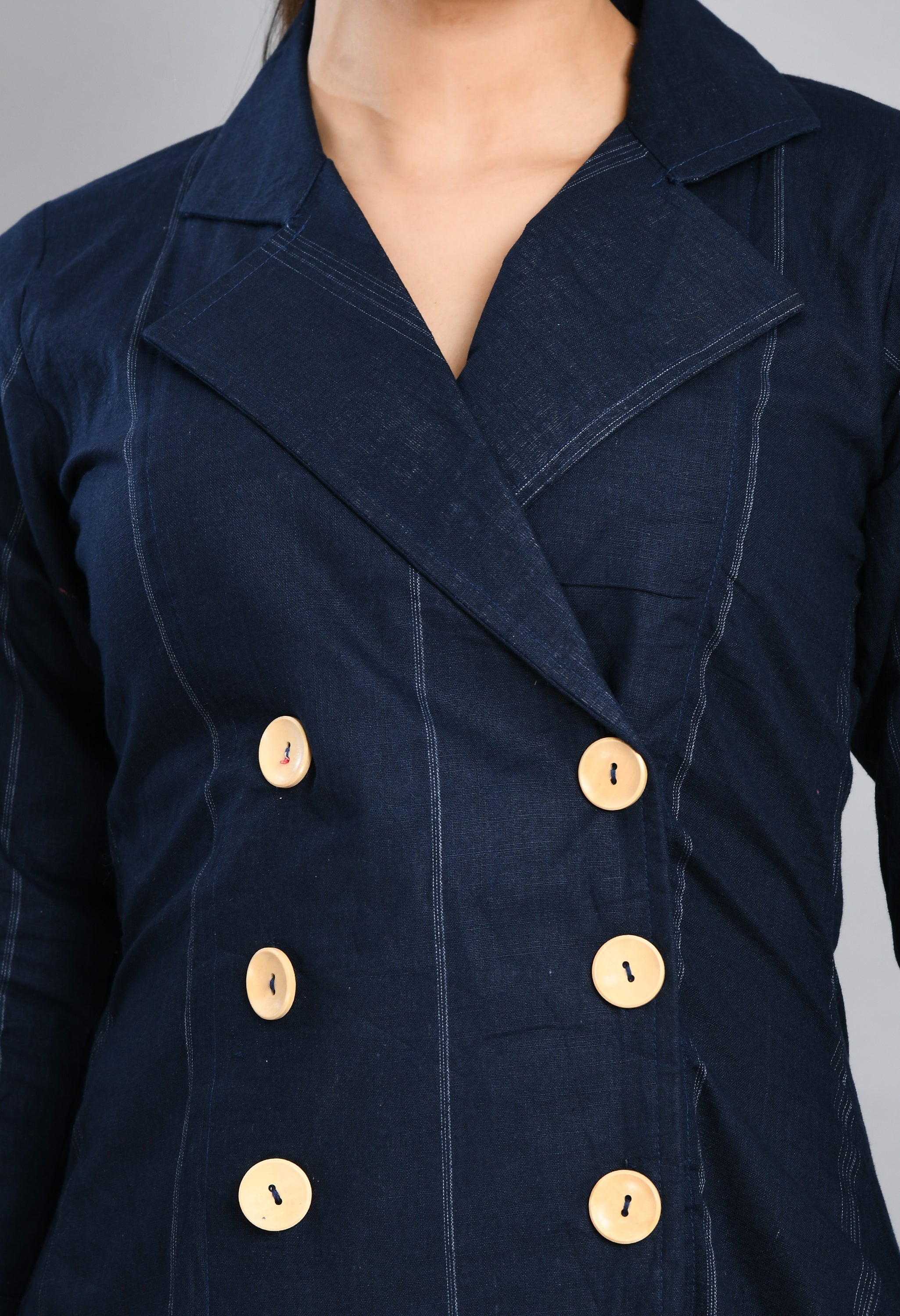 LINEN WOOD BUTTON JACKET DRESS