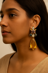 OPULANT CITRINE & GEMSTONE DROP EARRINGS