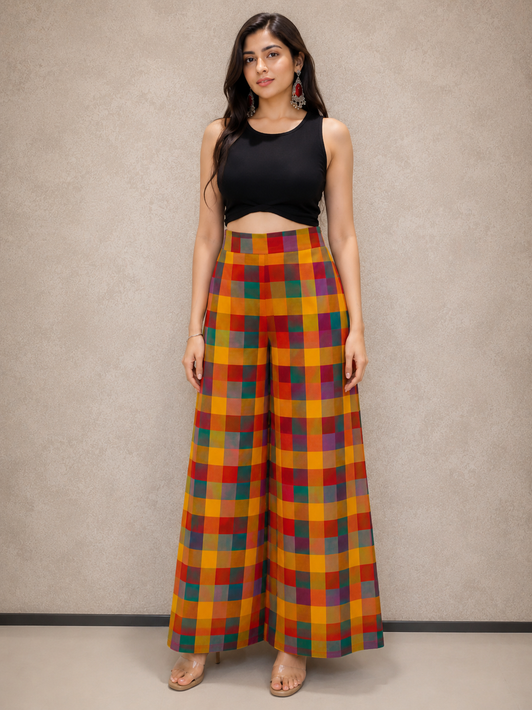MADRAS CHECKERED HALTER NECK KURTA SET