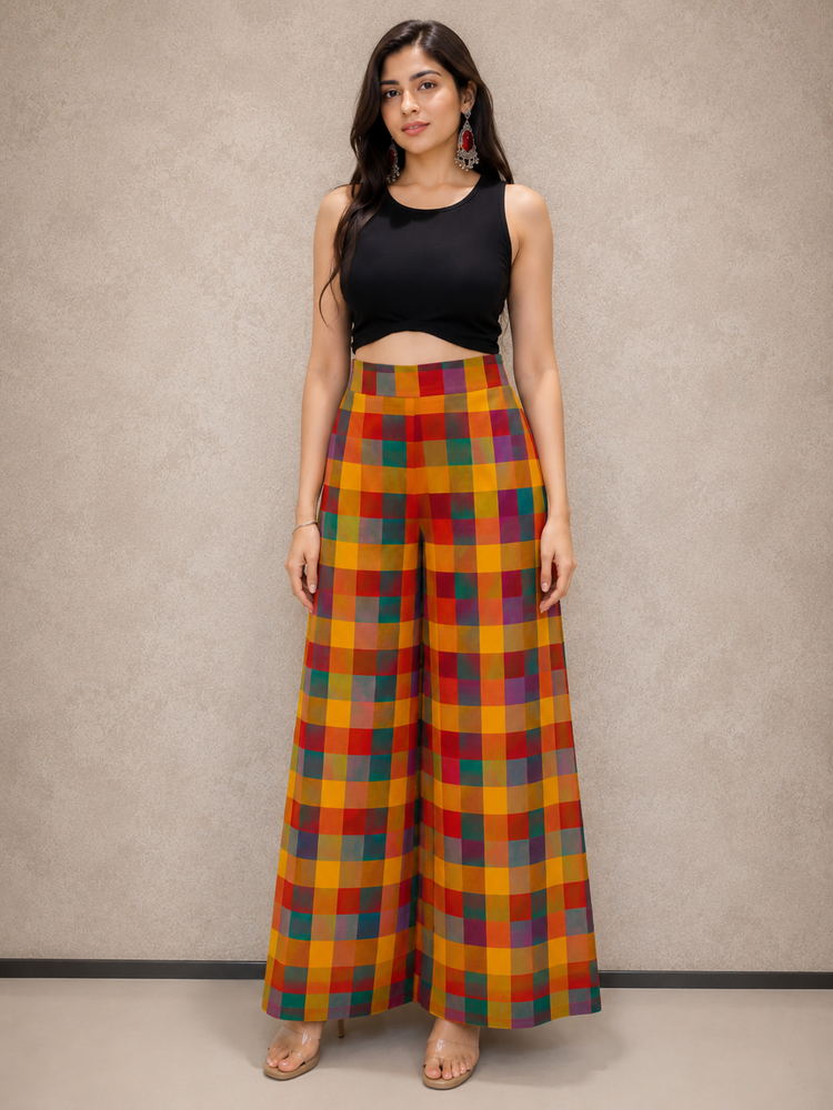 MADRAS CHECKERED HALTER NECK KURTA SET