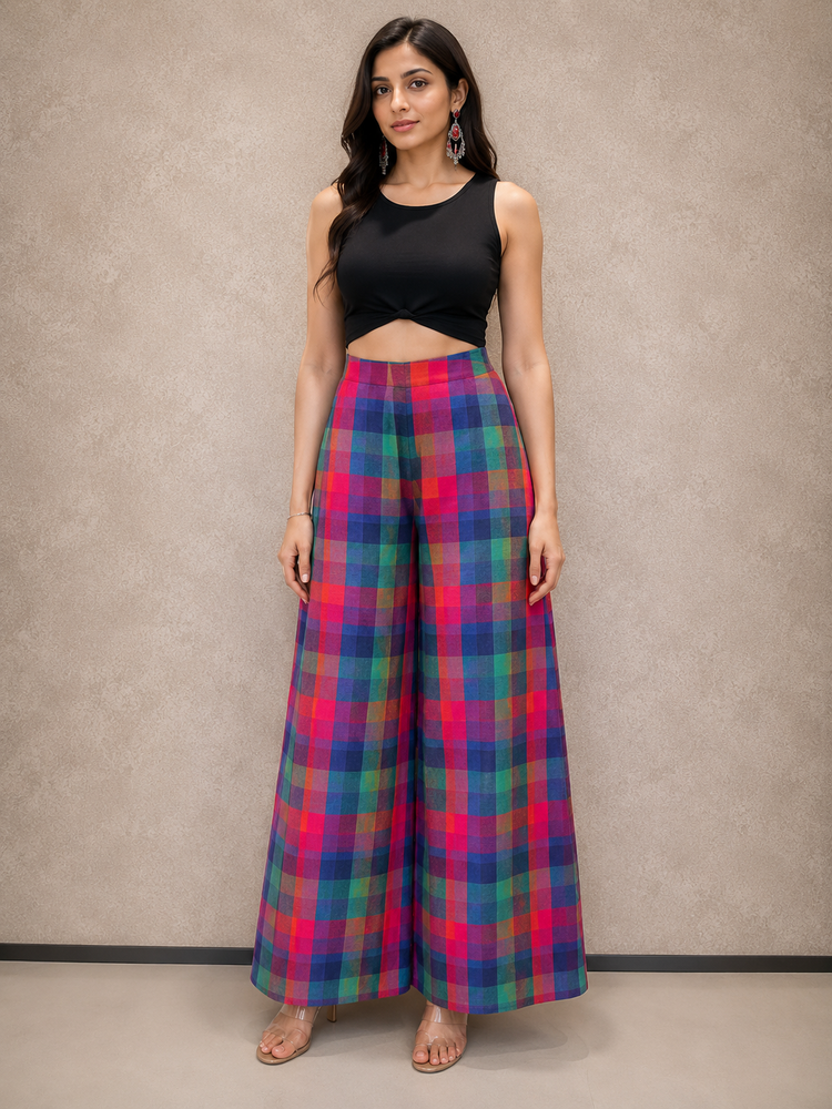 TARANG MADRAS CHECK PALLAZO PANTS