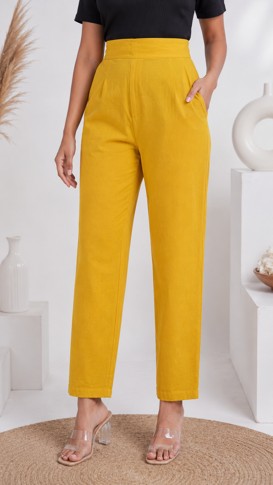 MUSTARD COTTON KURTA PANT SET