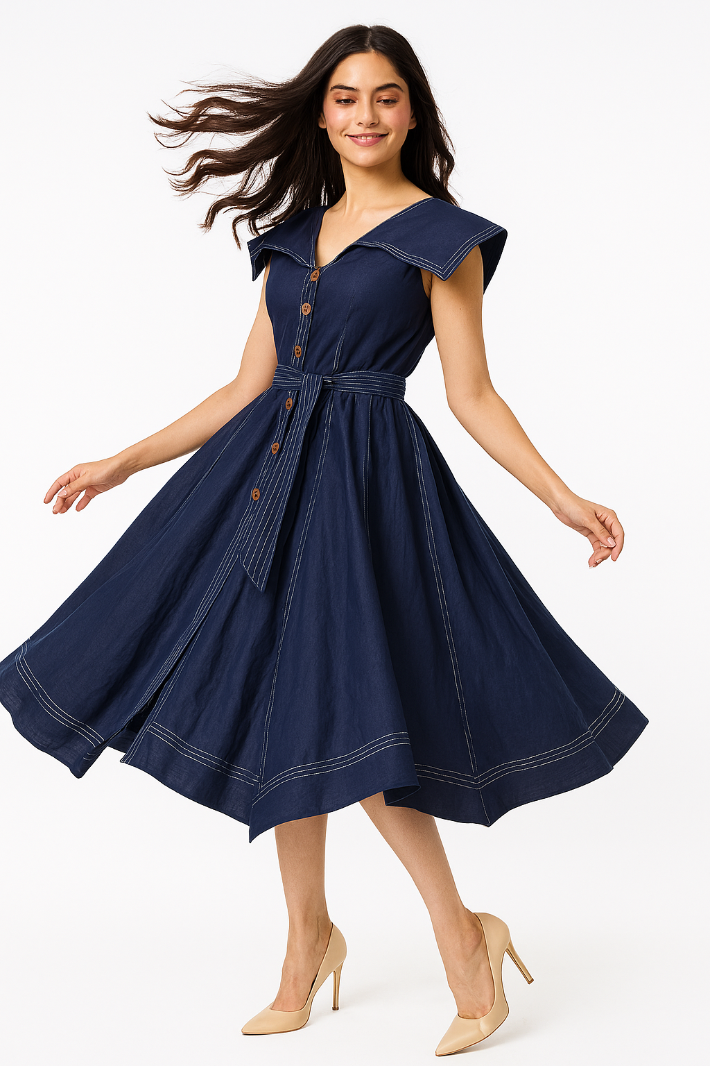 BLUE ZIG ZAG HANDKERCHIEF DRESS DIIWATAA BLUE ZIG ZAG HANDKERCHIEF DRESS DIIWATAA