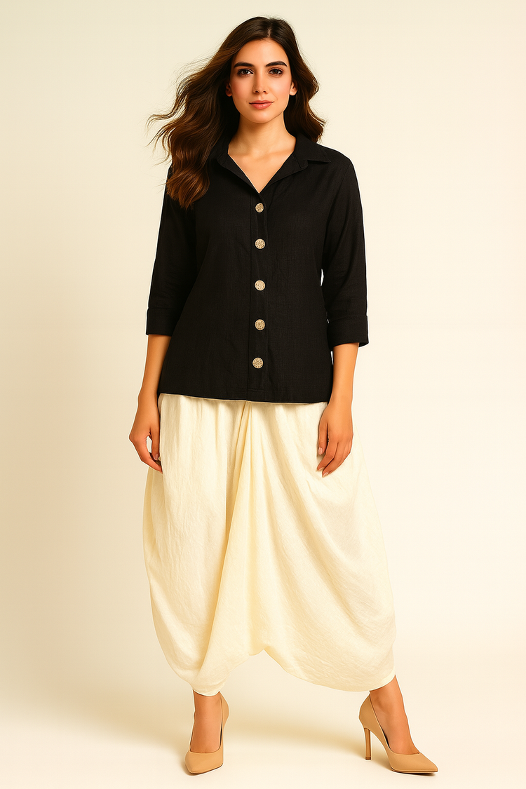 MOONLIGHT FLOW BLACK & IVORY COWL CO-ORD SET