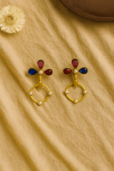 FLORAL PEARL & GEMSTONE DROP EARRINGS