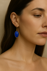 ROYAL BLUE OVAL DROP EARRINGS