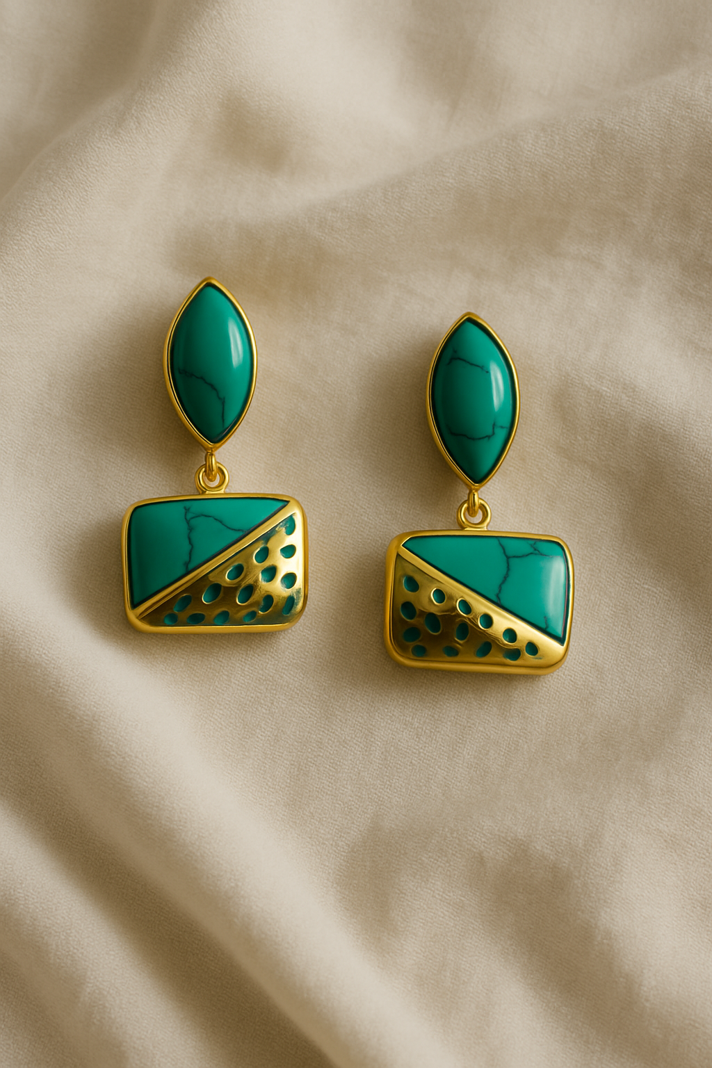 TURQUOISE BLUE ENAMEL DROP EARRINGS