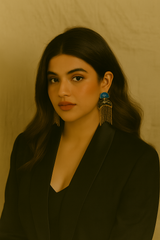 ROYAL BLUE CASCADE STATEMENT EARRINGS