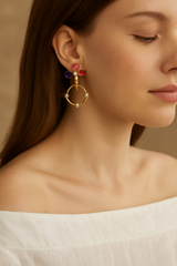 FLORAL PEARL & GEMSTONE DROP EARRINGS